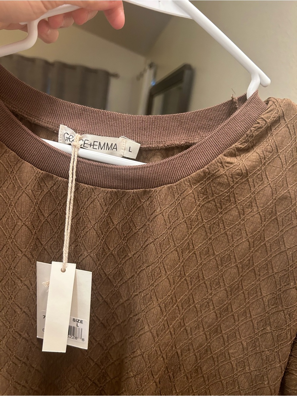 Grace + Emma Brown Textured Pullover